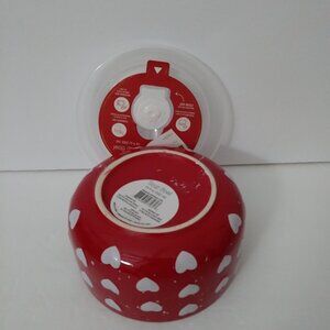 Red Soup Bowl with White Hearts 19fl oz.